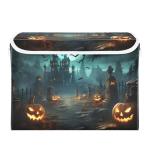 Halloween Pumpkin Storage Basket with Lid and Handles