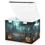 Halloween Pumpkin Storage Basket with Lid and Handles
