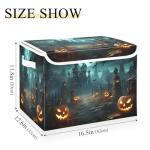 Halloween Pumpkin Storage Basket with Lid and Handles