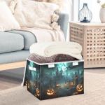 Halloween Pumpkin Storage Basket with Lid and Handles