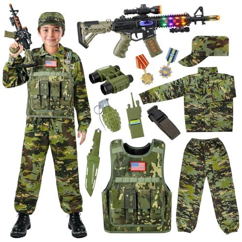 METEMOT Kids Military Army Soldier Costume Set