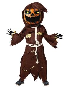 Kids' Scary Scarecrow Costume with Pumpkin Head