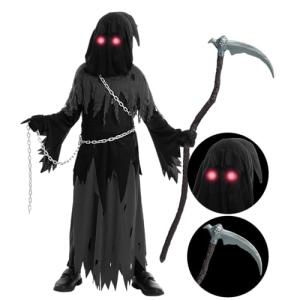 Glowing Eyes Grim Reaper Costume for Kids