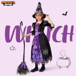 Cute Halloween Witch Dress for Kids, Purple