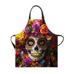 Colorful Sugar Skull Apron for Kitchen and Crafts