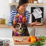 Colorful Sugar Skull Apron for Kitchen and Crafts