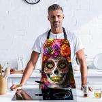 Colorful Sugar Skull Apron for Kitchen and Crafts