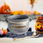 Spooky Halloween Cauldron with Spoon for Decor