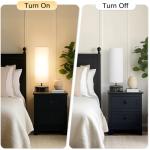 Touch Table Lamp, 3-Way Dimmable Modern Minimalist Accent Bedside Lamp with Cylinder Fabric Shade, Night Light Nightstand Desk Lamp for Bedroom Living Room Kitchen, 9W LED Bulb Included