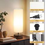 Touch Table Lamp, 3-Way Dimmable Modern Minimalist Accent Bedside Lamp with Cylinder Fabric Shade, Night Light Nightstand Desk Lamp for Bedroom Living Room Kitchen, 9W LED Bulb Included