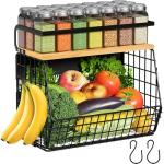 Magnetic Shelf for Fridge with Wood Lid, Fruit Potato and Onion Storage Bins, Pantry Organizers & Storage, Large Container Magnetic Spice Rack for Refrigerator, Kitchen Counter, Cabinet