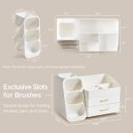 Stylish White Makeup Organizer with Brush Holder