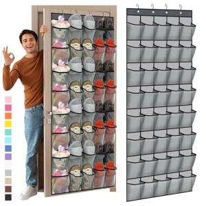 40 Pockets Over-the-Door Shoe Organizer in Gray