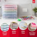 IRIS USA Board Game Storage and Organizer Portable Plastic Project Case Box with Snap-Tight Latch, 6-Pack, Fits 8.5" x 11" and A4 Papers, for Magazine Document Craft Hobby Art Supplies, Thick, Clear
