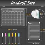 DIYMAG 4Pcs Fridge Calendars 2025 Acrylic Magnetic Calendar for Refrigerator Fridge White Board Calendar Chalk Dry Erase Calendars Magnets Chalkboard Monthly Weekly Planner with 6 Highlight Markers
