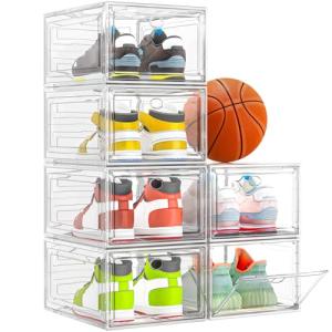 Sturdy Clear Shoe Storage Organizer with Magnetic Door
