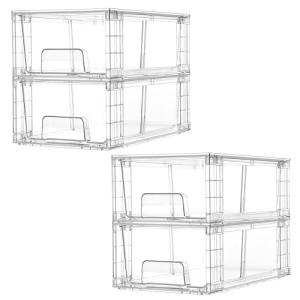 Clear Acrylic Stackable Storage Drawer Organizers - 4 Pack