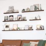 Walnut Floating Picture Ledge Shelf Set of 2