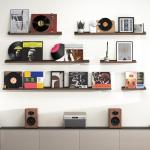 Walnut Floating Picture Ledge Shelf Set of 2