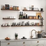 Walnut Floating Picture Ledge Shelf Set of 2