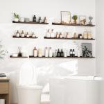 Walnut Floating Picture Ledge Shelf Set of 2