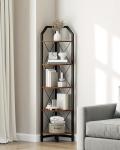 Stylish 5-Tier Corner Shelf in Rustic Brown