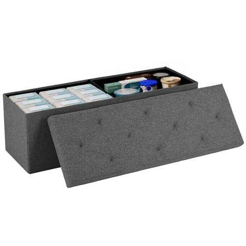 Sweetcrispy 43-inch foldable storage ottoman bench with padded seat