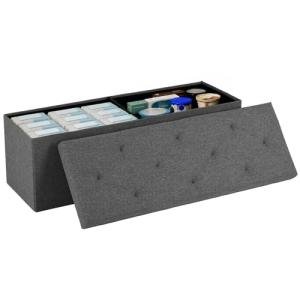 Foldable Storage Ottoman Bench with Padded Seat