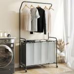 4-Section Rolling Laundry Hamper with Rack