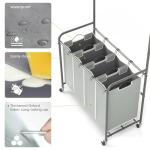 4-Section Rolling Laundry Hamper with Rack