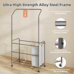4-Section Rolling Laundry Hamper with Rack