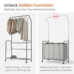 4-Section Rolling Laundry Hamper with Rack
