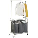 Portable Laundry Sorter Cart with Hanging Bar