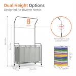 4-Section Rolling Laundry Hamper with Rack