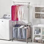 Portable Laundry Sorter Cart with Hanging Bar