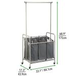Portable Laundry Sorter Cart with Hanging Bar