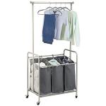 Portable Laundry Sorter Cart with Hanging Bar