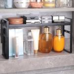 Expandable Metal Medicine Cabinet Organizer Shelf - Black