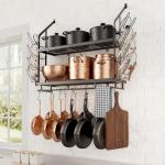 30-Inch Wall Mounted Pot Rack with Hooks