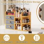 Elegant Bamboo Makeup Organizer with Drawers & Shelves