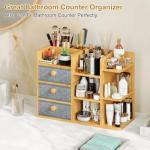 Elegant Bamboo Makeup Organizer with Drawers & Shelves