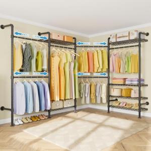 L4 Heavy-Duty L-Shaped Clothing Rack