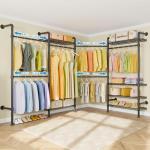 L4 Heavy-Duty L-Shaped Clothing Rack