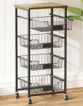 5-Tier Rolling Kitchen Organizer with Pull-Out Baskets