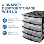 Gracious Living 4-Drawer Desktop and Countertop Storage Organizer Drawer Set, Black/Clear