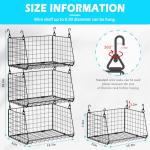 3-Pack Hanging Laundry Room Organizaton：Foldable Laundry Basket Wire Basket with 360°Rotating Hooks Space Saving Over Washer and Dryer Shelves - Laundry Organization and Storage, Black Patent