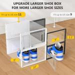 12 Pack X Large Shoe Organizer Storage Boxes for Closet, Modular Space Saving Shoe Boxes Clear Plastic Stackable Sneaker Containers Display Case with Lids, White
