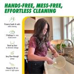 Libman Dishmatic I-Stand Dish Wand Kit, Kitchen Cleaning Scrub Brush with Handle and Soap Dispenser for Scrubbing and Washing Dishes, Refillable Standing Dispensing Scrubber Brushes, 3 Sponge Refills