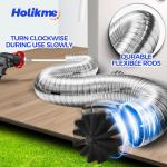 Holikme 35 Feet Dryer Vent Cleaning Brush, Lint Remover, Synthetic Brush Head, Use with or Without a Power Drill