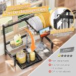ADBIU Over The Sink Dish Drying Rack (Expandable Height and Length) Snap-On Design 2 Tier Large Dish Rack